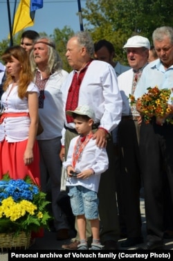 Петро Вольвач на проукраїнському мітингу в Криму, 24 серпня 2013 року