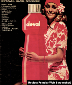Reclama la detergent, în care personajul principal este o femeie. Rolurile de gen se subînțelegeau din simpla alăturare dintre un produs și o persoană.