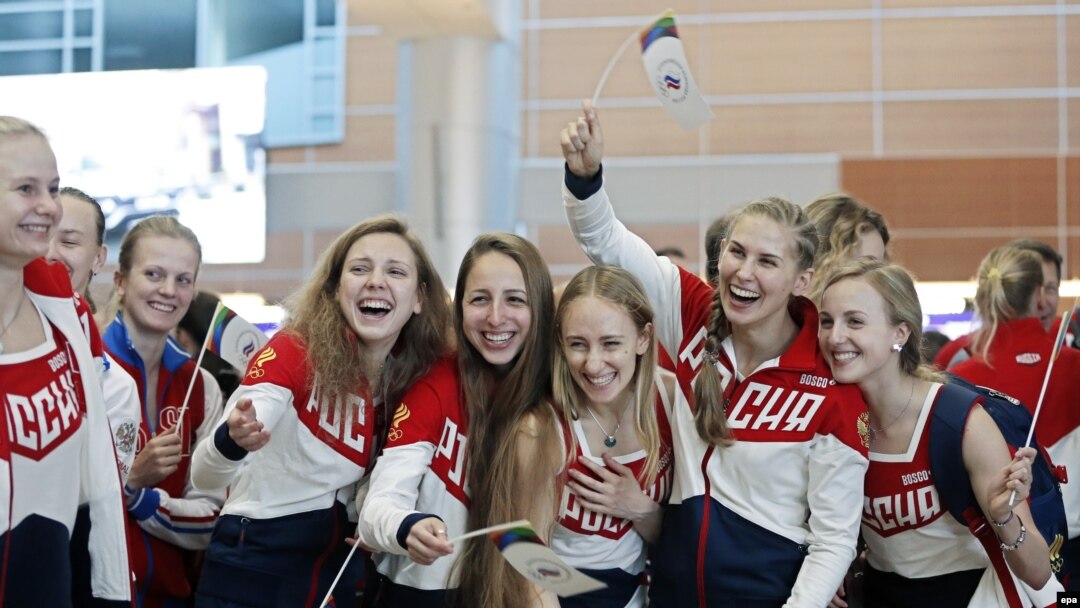 The Russian Olympic team was in a festive mood amid signs of a softening in the doping bans on some athletes ahead of the Rio Olympics.