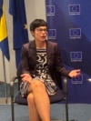 Sarajevo, Bosnia-Herzegovina, Marta Kos, the Commissioner for Enlargement of EU, during an interview with RFERL Balkan Service in Sarajevo, September 23, 2025. 