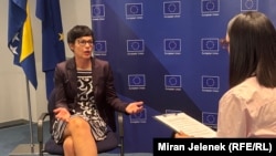 Comisara europeană pentru extindere, Marta Kos, vorbind într-un interviu cu Serviciul Balcanic al Europei Libere, la Sarajevo, pe 23 septembrie 2025