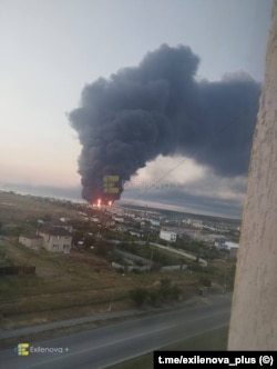 Пожар на нефтяном терминале в Керчи. Крым, 21 июня 2026 года
