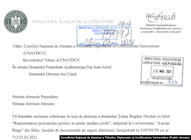 Sesizare Țonea Bogdan Nicolae