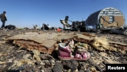 Debris from the Russian airliner that exploded over the Sinai Peninsula in October 2015