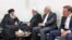 Influential Iraqi cleric Grand Ayatollah Ali Sistani meeting with Iran's President Hassan Rohani and his foreign minister Mohammad Javad Zarif on March 13, 2019. 