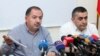 Armenia - Dashnaktsutyun party leaders Aghvan Vartanian (L) and Armen Rustamian hold a news conference, Yerevan, 24Aug2015.