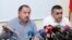 Armenia - Dashnaktsutyun party leaders Aghvan Vartanian (L) and Armen Rustamian hold a news conference, Yerevan, 24Aug2015.