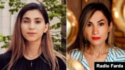 مرسده شاهین‌کار (راست) و کوثر افتخاری، دو تن از آسیب‌دیدگان چشمی اعتراضات ۱۴۰۱ و از شاکیان پروندۀ ثبت‌شده در آرژانتین