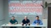 ბრიფინგი "სამოქალაქო  საზოგადოების ფონდის" ოფისში. მარცხნიდან შოთა თუთბერიძე (ადვოკატი), სანდრო ბარამიძე (TI საქართველო) და ლაშა ტყეშელაძე (ადვოკატი). 21 ივლისი, 2026 წელი