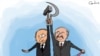 Russian and Belarusian leaders Vladimir Putin and Alexander Lukashenko in a cartoon by artist Gunduz Agayev 