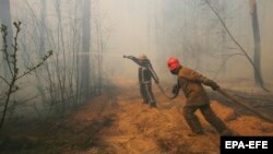 Пажар у Кіеўскай вобласьці Ўкраіны, недалёка ад мяжы зь Беларусьсю, ілюстрацыйнае фота