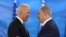 U.S. Vice President Joe Biden (L) shakes hands with Israeli Prime Minister Benjamin Netanyahu as they deliver joint statements during their meeting in Jerusalem on March 9, 2016.