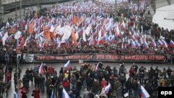 Фото з акції жалобної ходи пам’яті Бориса Нємцова в Москві. 1 березня 2015 року