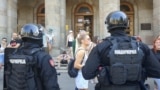 Serbia -- Police remove protest blockades in Belgrade city center, Belgrade, July 4, 2025