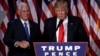 U.S. -- President-elect Donald Trump and running mate Mike Pence address their election night rally in Manhattan, New York, November 9, 2016