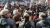 Armenia - A demonstration against controversial pension reform outside a government building in Yerevan, 6Feb2014. 