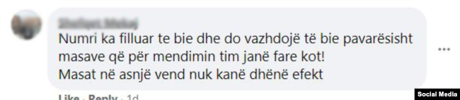 Koment nga një përdorues i Facebookut.