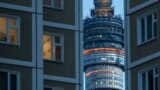A view of the Ostankino TV Tower of 540m in height built in northeastern Moscow in the mid-1960s along with the Ostankino TV Centre