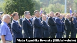 Predsjednik i premijer Hrvatske, Zoran Milanović i Andrej Plenković, na proslavi 26. godišnjice "Oluje" u Kninu, 5. avgust 2021.