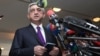 Armenia - President Serzh Sarkisian talks to journalists after casting a ballot vote in municipal elections in Yerevan, 5May2013.