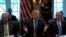 Flanked by Secretary of State Rex Tillerson and Defense Secretary James Mattis, U.S. President Donald Trump meets with members of his cabinet at the White House in Washington, U.S., October 16, 2017.