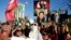 تظاهرات حامیان عمران خان در اعتراض به نتایج انتخابات در شهر کراچی