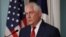 U.S. Secretary of State Rex Tillerson answers questions after delivering a statement at the State Department in Washington on October 4. 