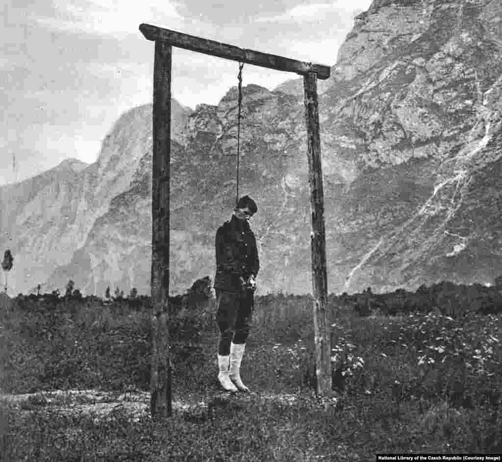 ...and if caught, they faced execution. This Czech fighter was hanged after his capture by Austrians in 1918.