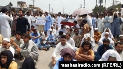 Residents of Tirah Valley protest in July 2025, demanding that the government restore security in the restive area. 