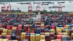 Containere în portul din Nanjing, în provincia Jiangsu din estul Chinei, pe 12 august 2025.