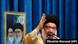 IRAN -- Iranian senior cleric Ahmad Khatami delivers his sermon during Friday prayer ceremony in Tehran, January 5, 2018 