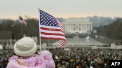 Crowds near the Washington Monument for a pre-inaugural concert on January 18.