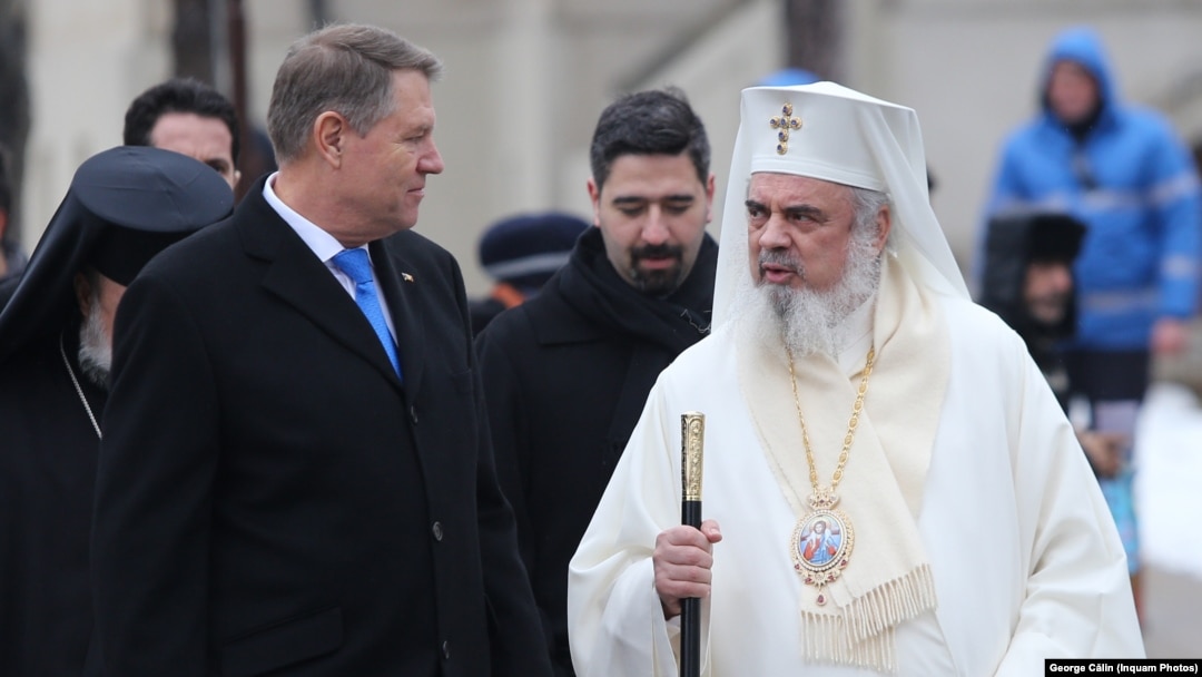 Klaus Iohannis și Patriarhul Daniel, la marcarea a 160 de ani de la Unirea Principatelor din 1859. Imagine din 2019.