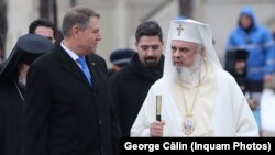 Klaus Iohannis și Patriarhul Daniel, la marcarea a 160 de ani de la Unirea Principatelor din 1859. Imagine din 2019.