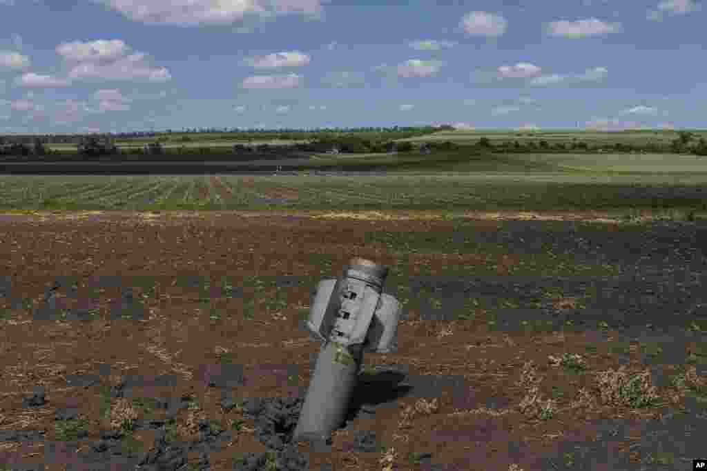 A Russian projectile lies in a field near Soledar in eastern Ukraine on June 6. On April 29, Ukraine&#39;s Agriculture Ministry reported that nearly 30 percent of the country&#39;s farmland is now occupied, unsafe, or unable to be farmed. Bread prices have increased in some of the world&#39;s poorest and most vulnerable countries as a result of Russia&#39;s invasion.