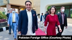 German Foreign Minister Annalena Baerbock arrives in Islamabad for talks with Pakistani counterpart Bilawal Bhutto Zardari in Islamabad on June 7.