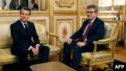 Francuski predsjednik Emmanuel Macron i lider Nepokorene Francuske Jean-Luc Mélenchon u Parizu 6. februara 2019.