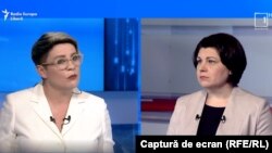 Prim-ministra Natalia Gavrilița (dreapta) în emisiunea „Joi cu Liliana Barbăroșie” din 2 iunie 2022
