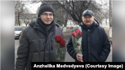 Denys (left) and Andriy Medvedyev died on the street as Anzhelika Medvedyeva watched helplessly.