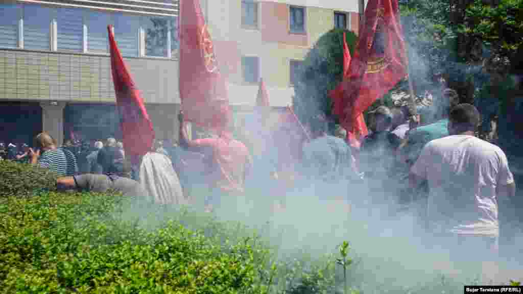 Pamje gjatë protestës së të hënës.