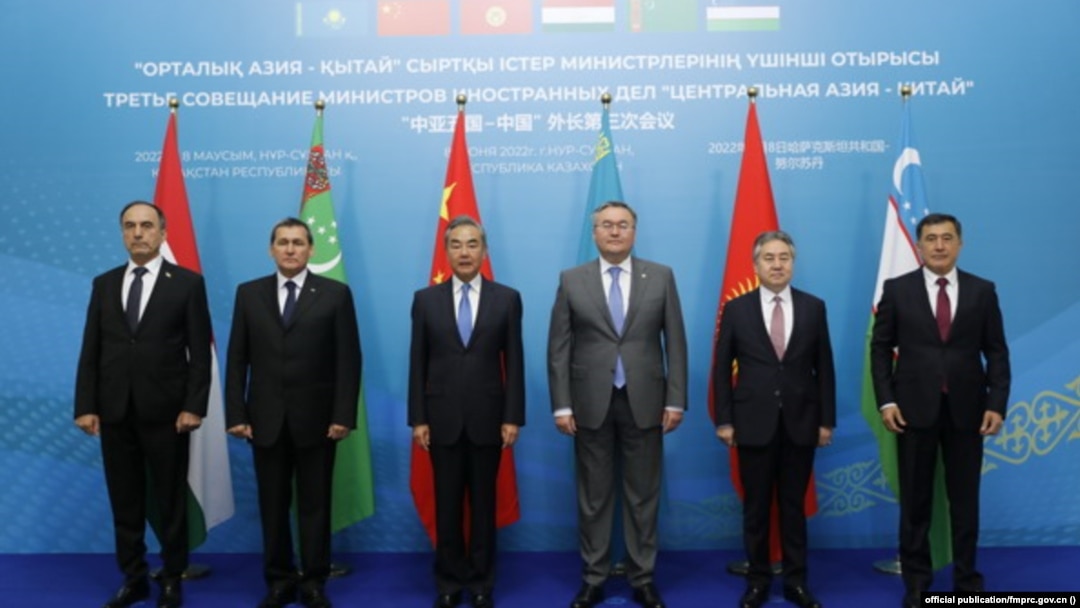 Chinese Foreign Minister Wang Yi meets the foreign ministers of the five Central Asian countries in Kazakhstan on June 8.