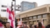 VILNIUS - The ceremony dedicated to the Day of Liberty, Independence of Belarus, the national white-red-white flag of Belarus