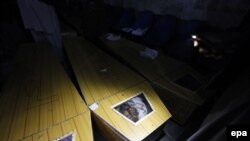 Pakistan -- Coffin containing the bodies of victims at a hospital, following the gun attack on Bacha Khan University, in Charsadda, January 20, 2016