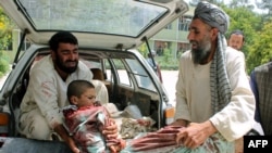 An Afghan child wounded after playing with mortar in 2015