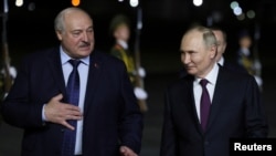 Аляксандар Лукашэнка і Ўладзімір Пуцін у Менску, 23 траўня 2024
