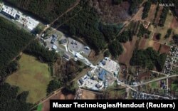 Punctul de trecere Kuznica din Belarus, la frontiera cu Polonia, centrul actualei crize a migranților, 10 noiembrie 2021.