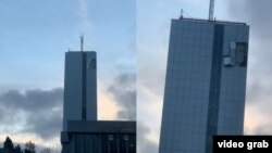 Külək Milli Məclis binasının fasadını qoparıb