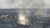 Smoke and dirt rise from shelling in the city of Syevyerodonetsk during ongoing fighting between Ukrainian and Russian forces in the eastern Ukrainian region of Donbas on June 7.
