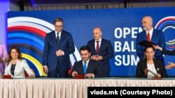 Nënshkrimi i një memorandumi bashkëpunimi ndërmjet anëtarëve të nismës "Ballkani i Hapur", Ohër, 8 qershor 2022.