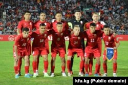 Кыргызстандын футбол боюнча улуттук курама командасы Азия кубогуна тандоо оюндарында. 8-июнь, 2022-ж. Бишкек.